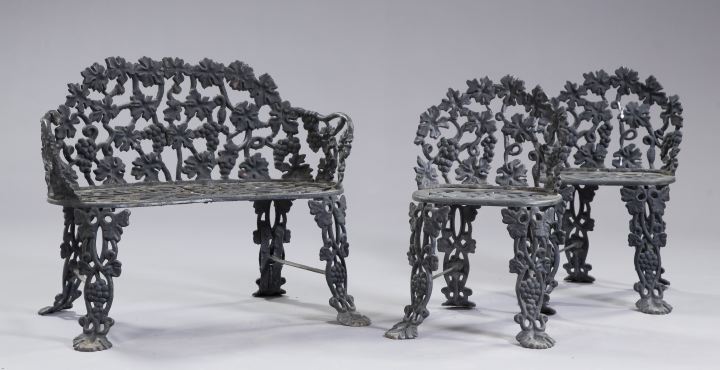 Appraisal: Three-Piece Cast-Iron Garden Suite second quarter th century of diminutive