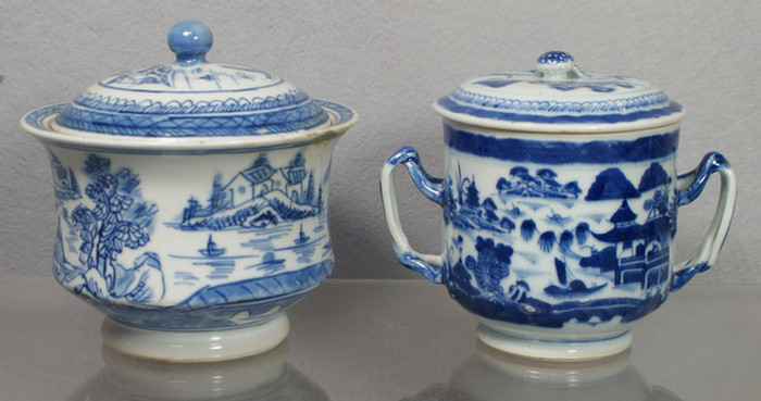 Appraisal: Chinese Export porcelain Canton covered sugar bowls one with double