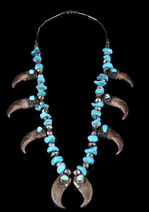 Appraisal: Navajo Blue Gem Turquoise Bear Claw Necklace Featured in this