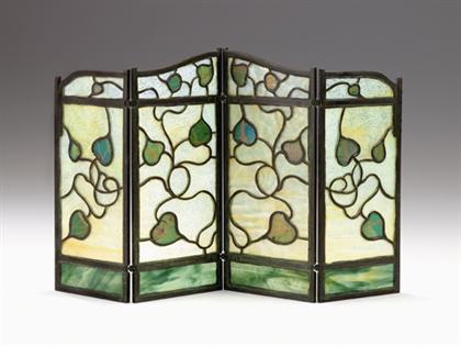 Appraisal: Tiffany 'Hearts Vines' four panel table screen circa Each arched