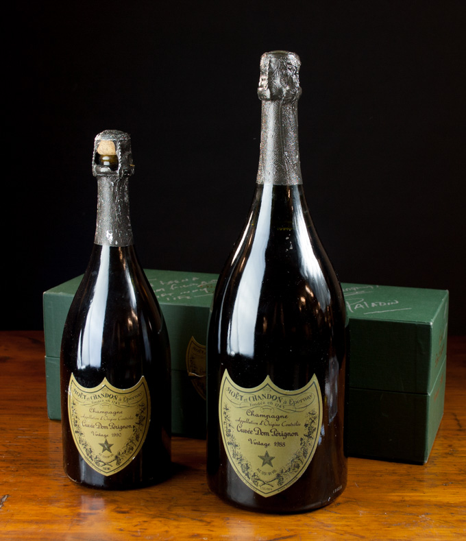 Appraisal: TWO BOTTLES OF VINTAGE DOM PERIGNON FRENCH CHAMPAGNE Cuvee Dom