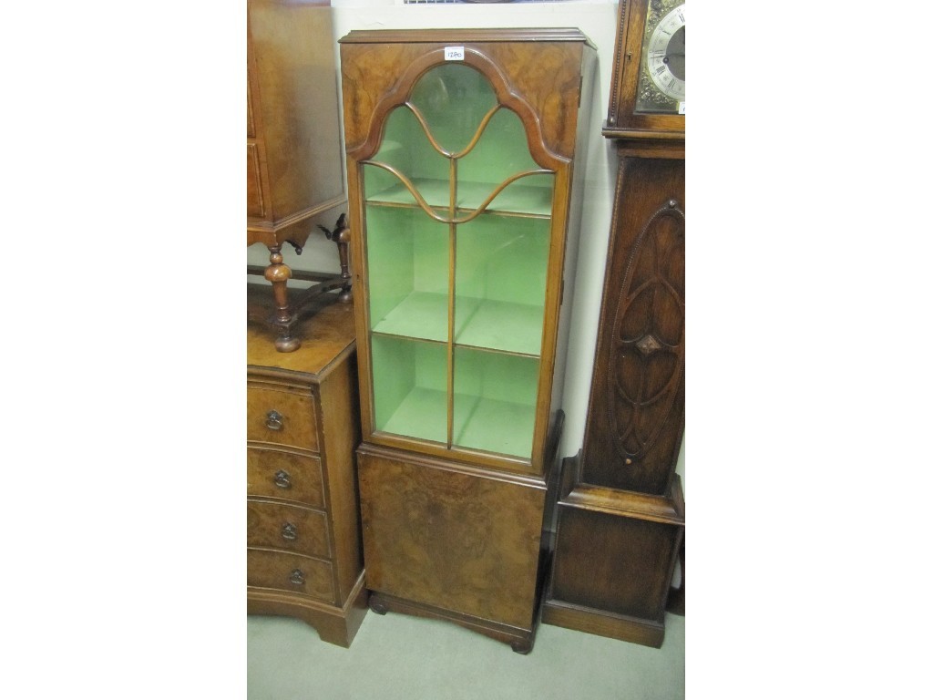 Appraisal: Walnut glazed bookcase display cabinet