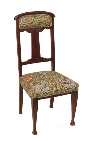 Appraisal: A group of three Art Nouveau armchairs and two side