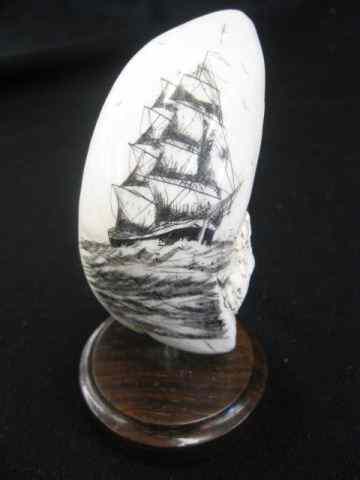 Appraisal: Scrimshaw Ivory Whale's Tooth sailing shipdecor - ''