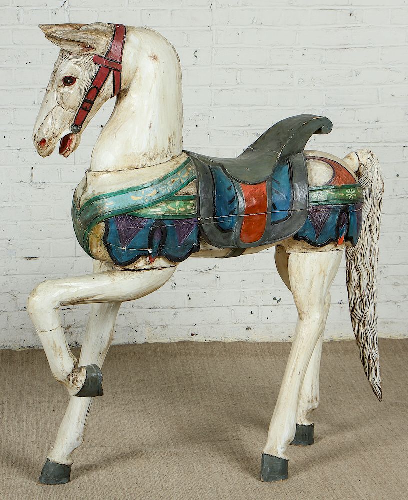 Appraisal: Mid Century American Painted Wood Folk Art Horse Mid Century