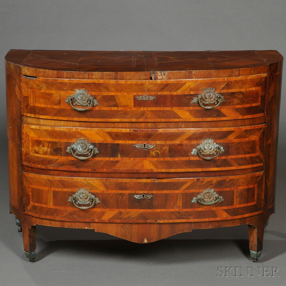 Appraisal: Northern Italian Inlaid Chest of Drawers early th century demilune