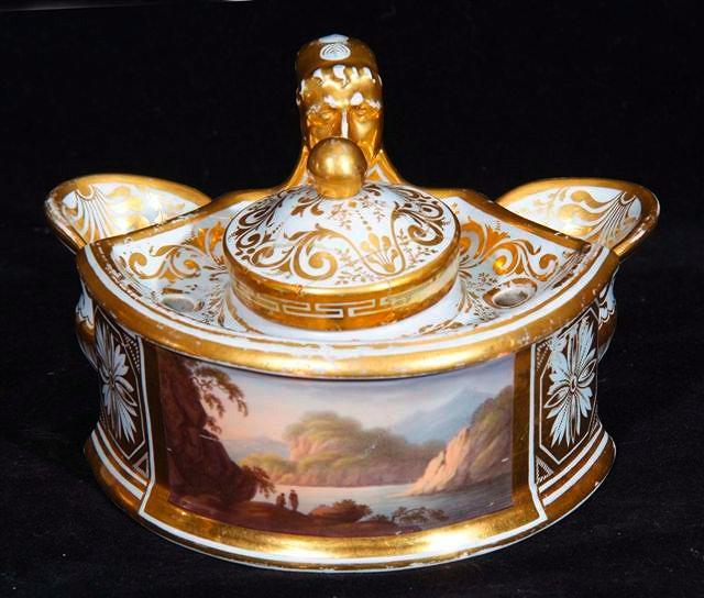 Appraisal: A BARR FLIGHT AND BARR INKSTAND c with gilt mask