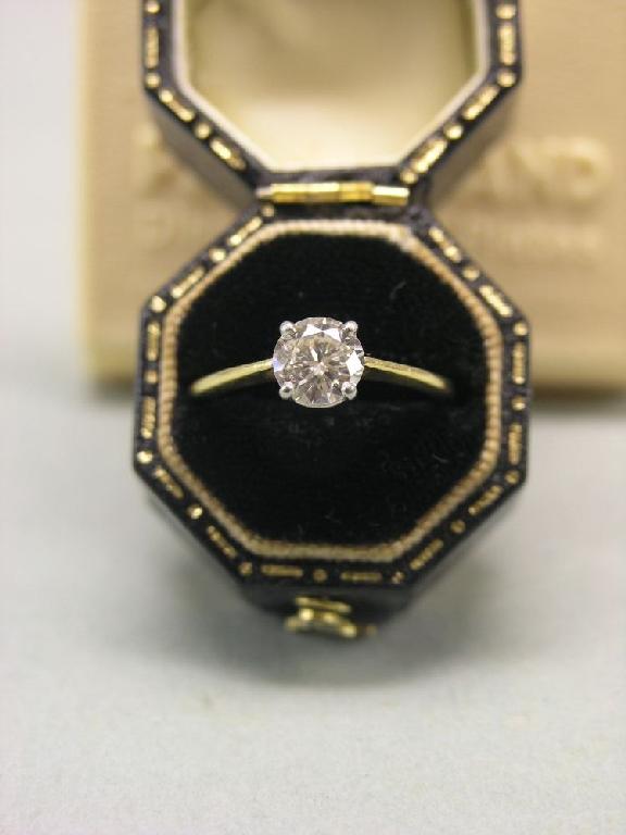 Appraisal: An ct gold solitaire diamond ring brilliant cut within claw