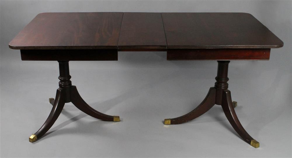 Appraisal: VINTAGE DOUBLE PEDESTAL MAHOGANY DINING TABLE having a rectangular top