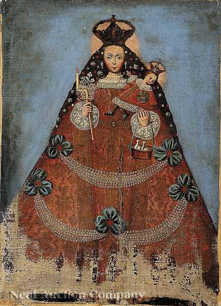 Appraisal: Spanish Colonial School th c retablo of the Madonna and