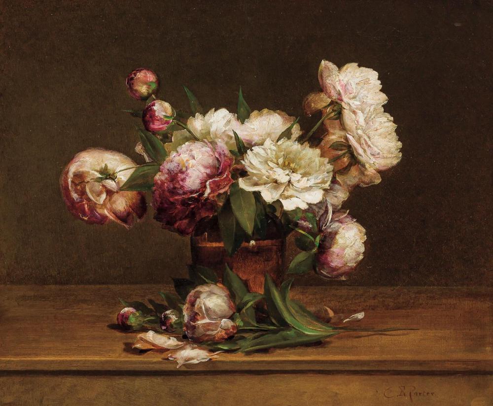 Appraisal: CHARLES ETHAN PORTER American - Peonies oil on canvas signed