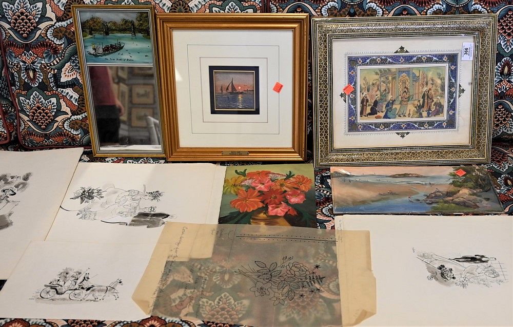 Appraisal: Artwork Lot to include signed Mid Eastern oil Carole Loiacono