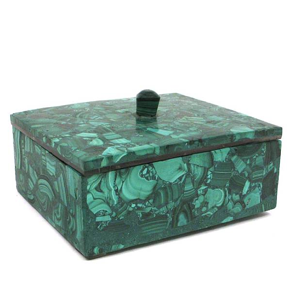 Appraisal: A malachite box with lid height in width in depth