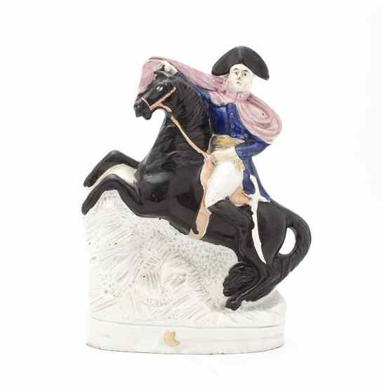 Appraisal: A Staffordshire Pottery Figural Group depicting George Washington on his