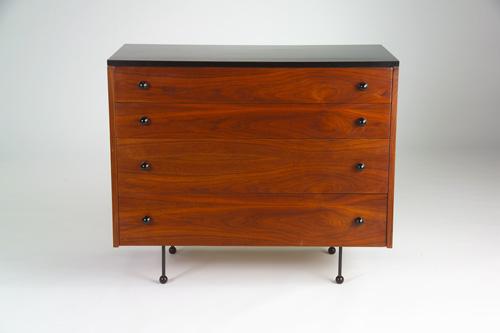 Appraisal: GRETA MAGNUSSON GROSSMAN Walnut dresser with a black laminate top