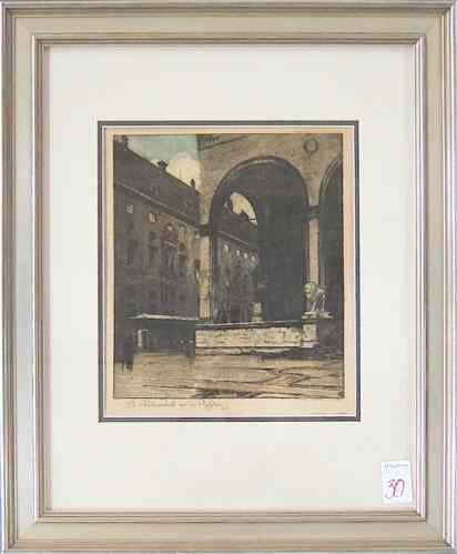 Appraisal: LUIGI KASIMIR ETCHING Austria - An early etching titled in