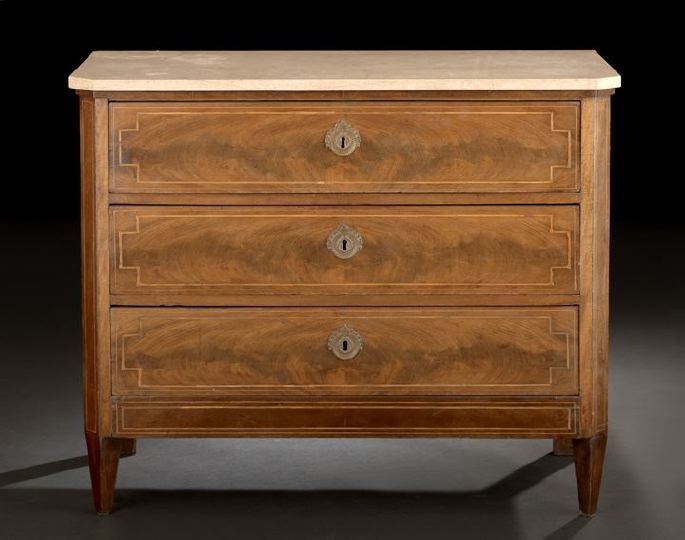 Appraisal: Neoclassical Mahogany and Marble-Top Commode second quarter th century the