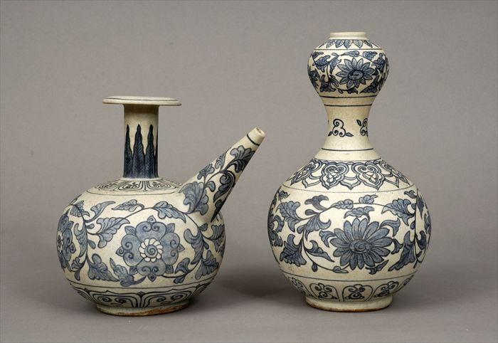 Appraisal: Ming-Style Blue and White Porcelain Ewer and Bottle Vase to