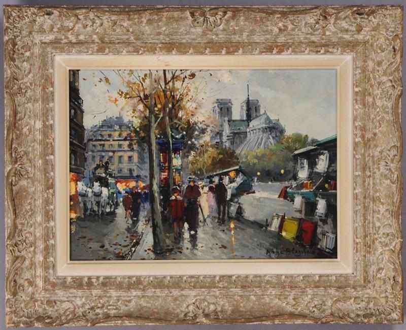 Appraisal: ANTOINE BLANCHARD - PARIS STREET SCENE Oil on canvas signed