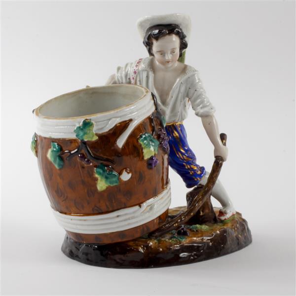 Appraisal: Porcelain figural tobacco jar probably German in the form of