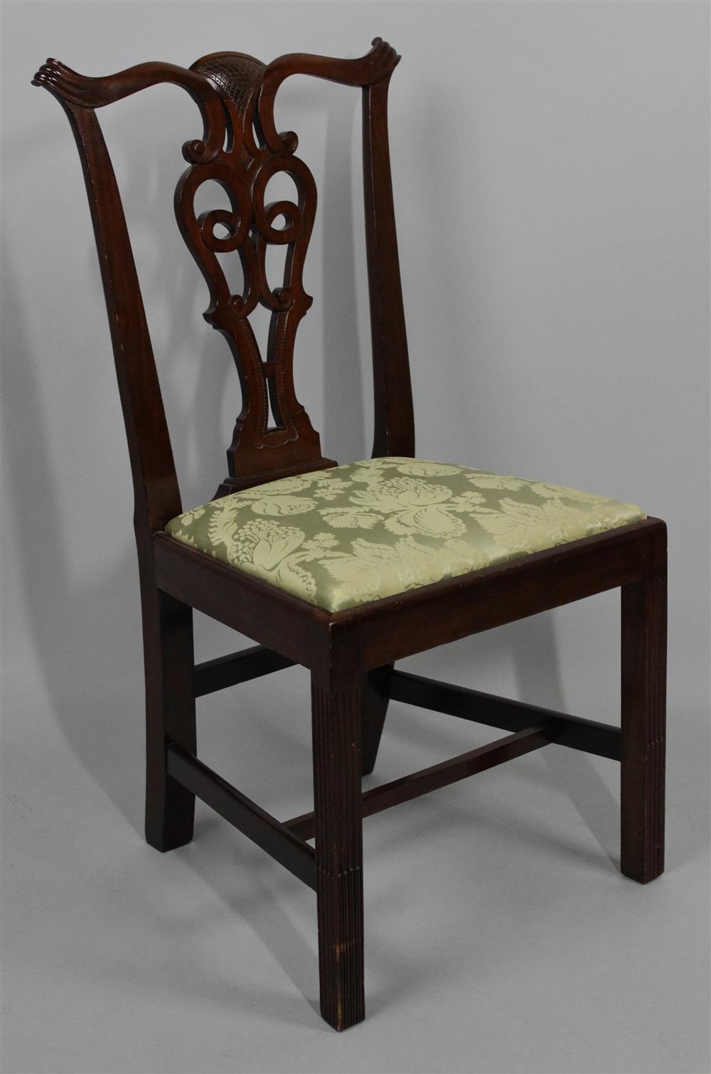 Appraisal: NEW ENGLAND CHIPPENDALE CARVED MAHOGANY SIDE CHAIR having a shaped