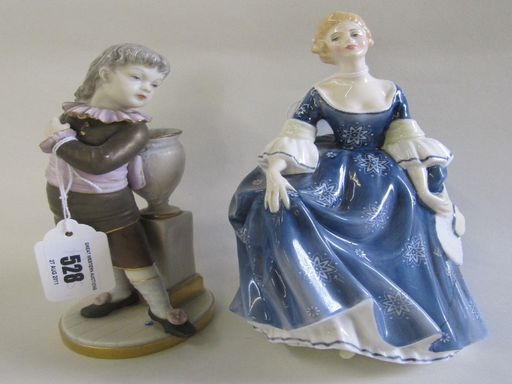 Appraisal: Worcester figure of a boy and a Royal Doulton figure