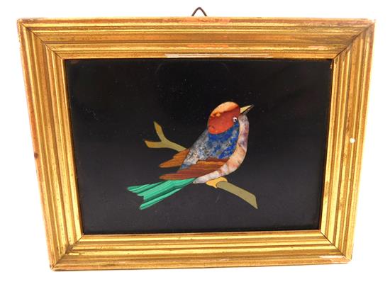 Appraisal: th C Italian framed pietra dura mosaic depicting songbird on