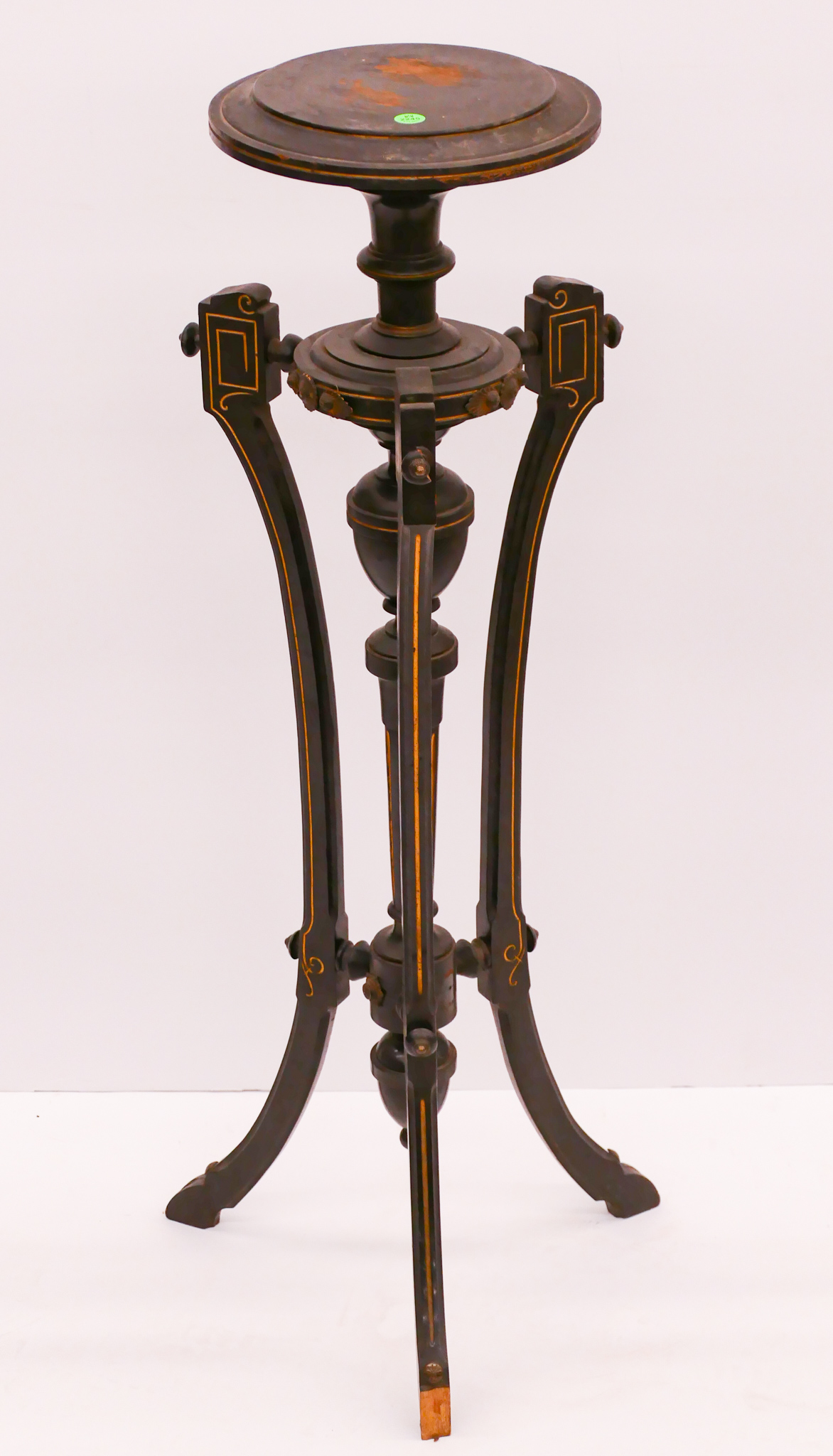 Appraisal: Victorian Ebonized Pedestal Plant Stand- x ''- some paint wear