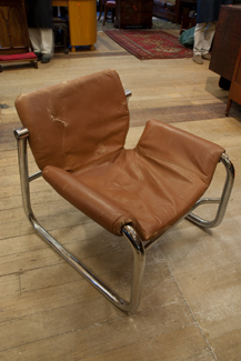 Appraisal: ONE BRAZILIAN LEATHER LOUNGE CHAIR A F