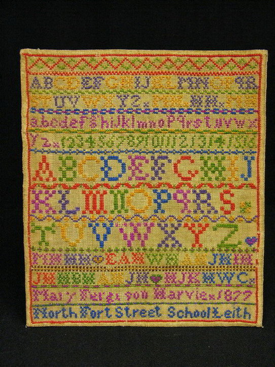 Appraisal: CHILDS SCHOOL SAMPLER signed Mary Fergeson Harvie North Street School