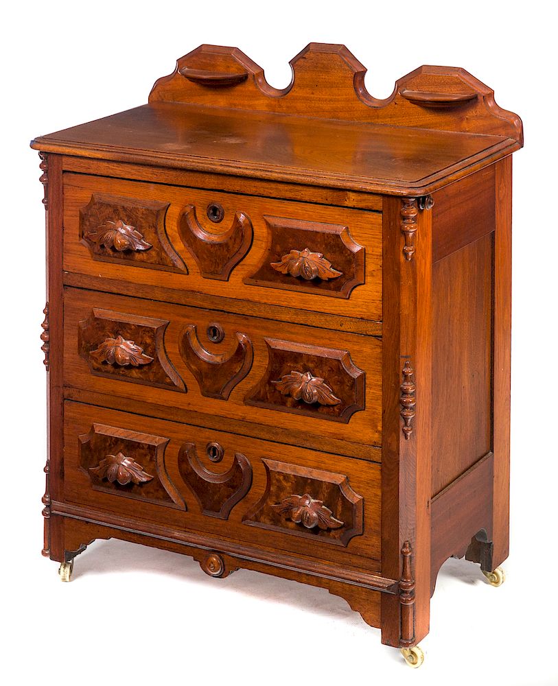 Appraisal: Walnut Victorian Fruit Carved Wash Stand Good original condition Please