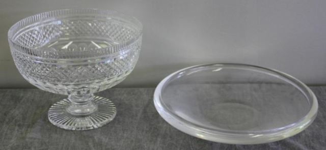 Appraisal: Fine Cut Glass Pedestal Bowl together with aSteuben Glass Charger