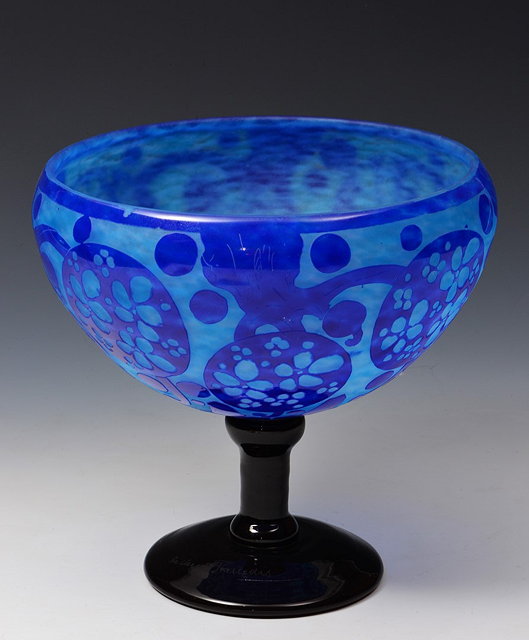 Appraisal: Le Verre Francais'Azurettes' cameo glass pedestal bowl circa signed 'Le