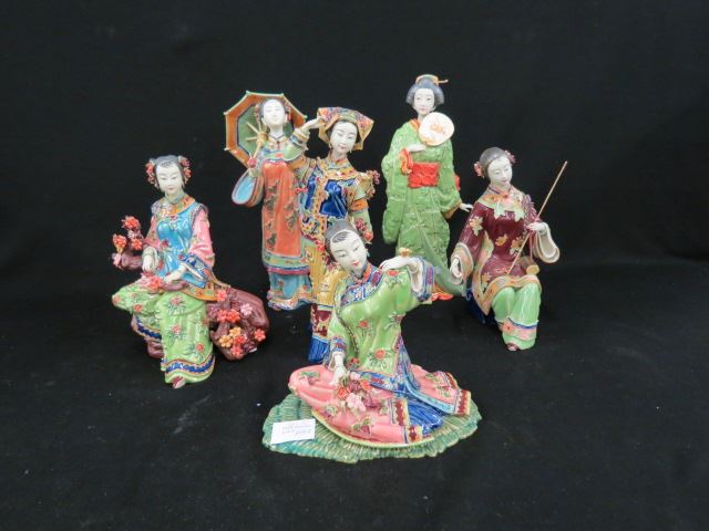 Appraisal: Oriental Porcelain Figurine of Ladies excellent quality signed tallest is