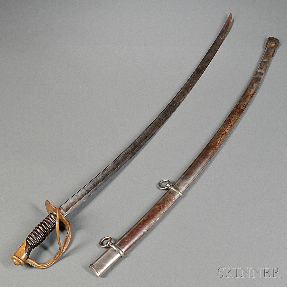 Appraisal: Model Cavalry Saber c brass hilt with leather and wire-wrapped