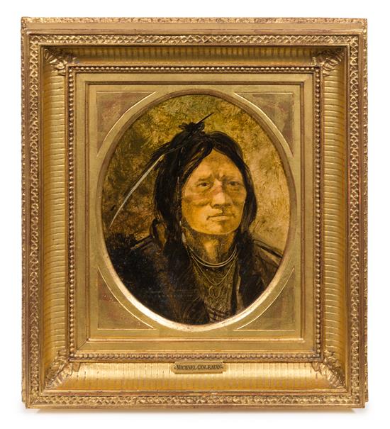 Appraisal: Sale Lot Michael Coleman American b Head Study Cheyenne oil