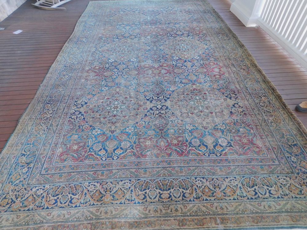 Appraisal: ANTIQUE FT PERSIAN KIRMAN CARPET Fine antique Persian Kirman room