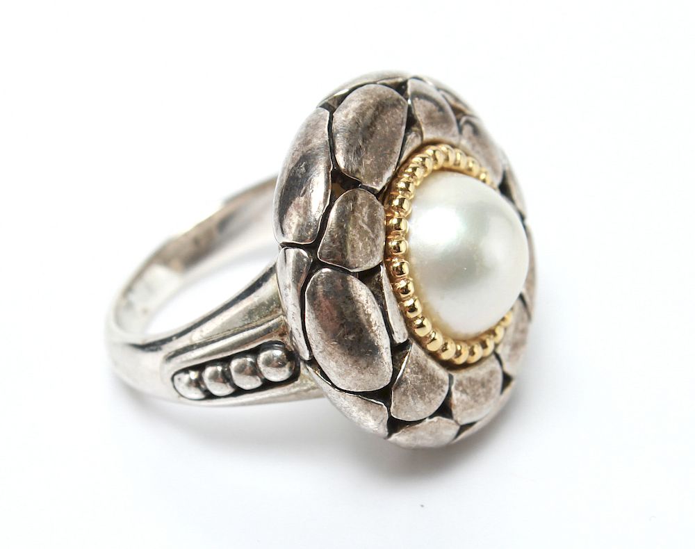 Appraisal: Effy Silver w K Gold Mabe Pearl Ring Effy sterling