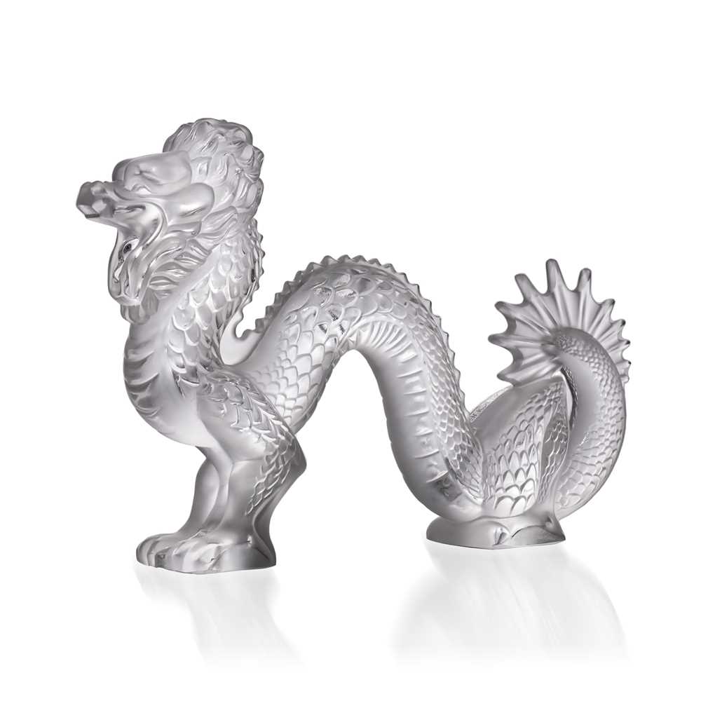 Appraisal: LALIQUE DRAGON NO designed clear and frosted boxedengraved Lalique France