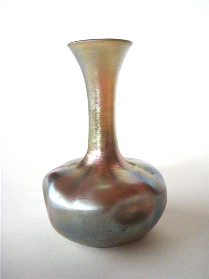 Appraisal: Small iridescent blown glass vase steuben corning new york Flaring