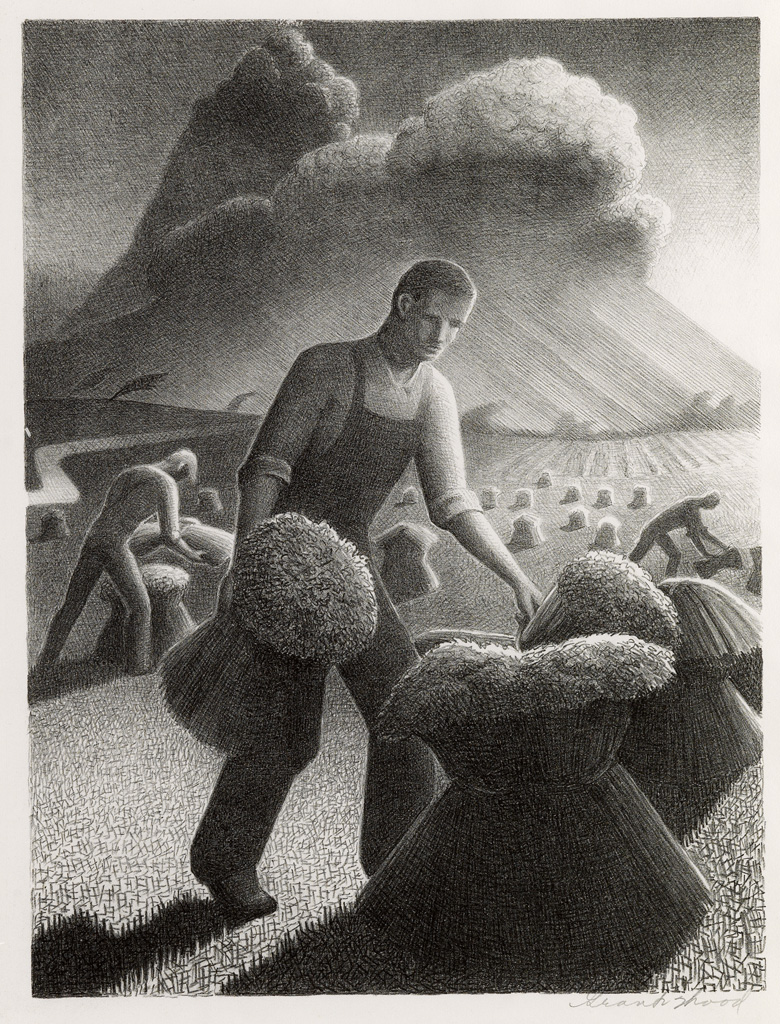 Appraisal: GRANT WOOD Approaching Storm Lithograph x mm x inches full