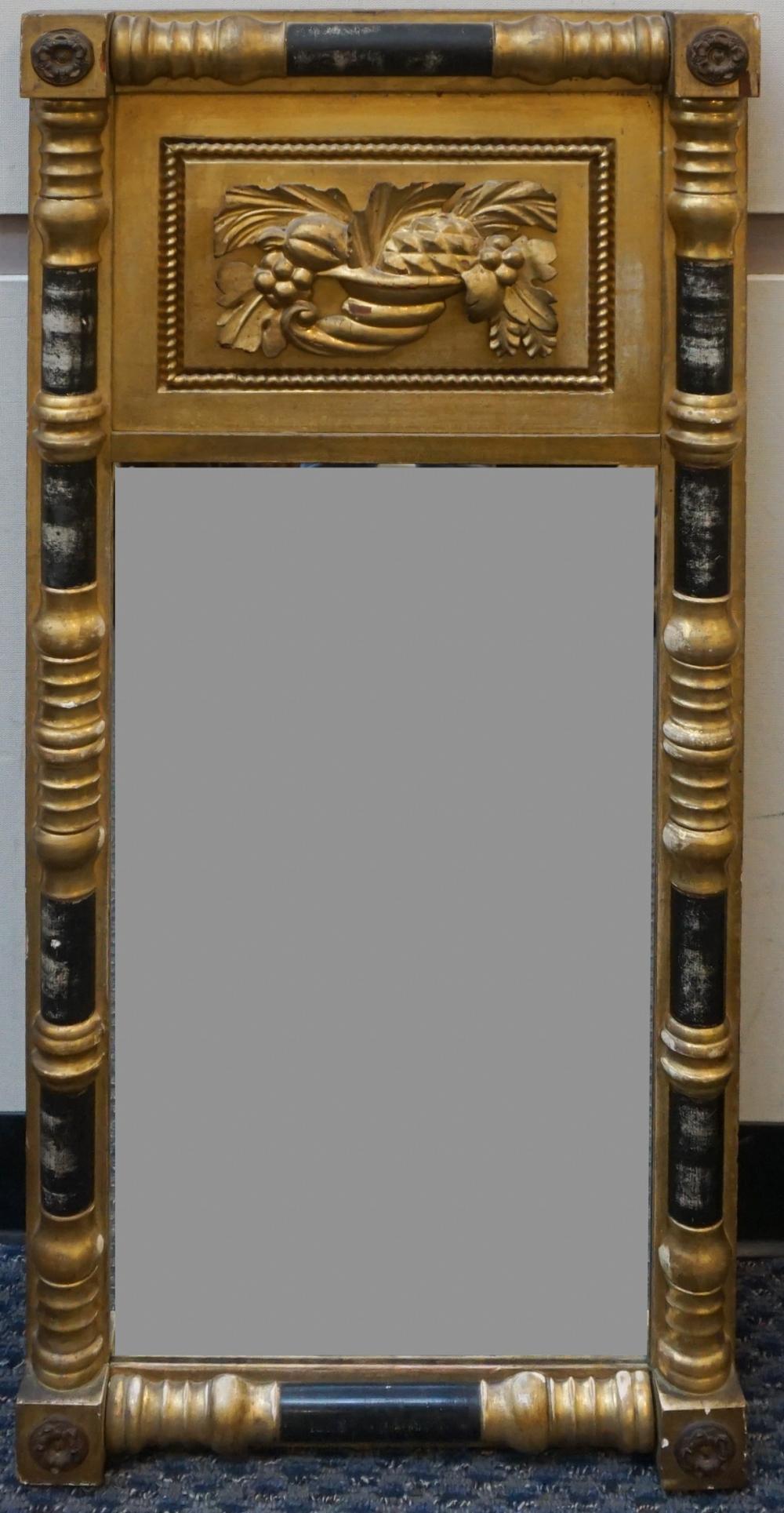 Appraisal: EMPIRE STYLE PARCEL GILT AND EBONIZED FRAME MIRROR X IN