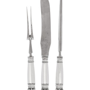 Appraisal: A Georg Jensen Silver Three-Piece Carving Set Copenhagen Denmark Post-