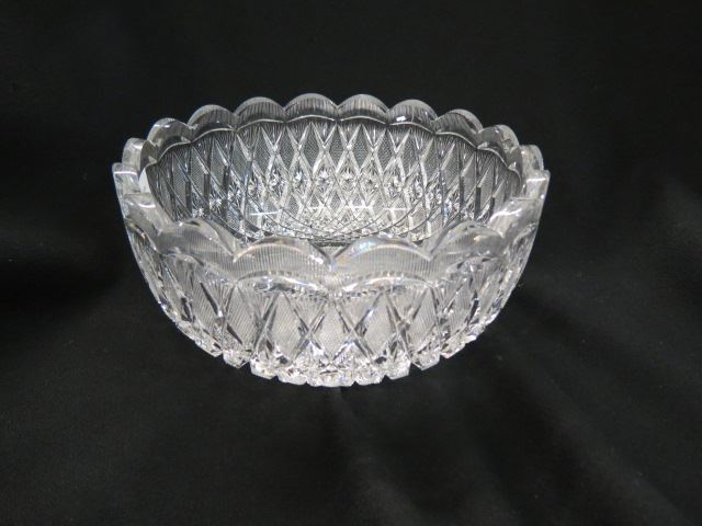 Appraisal: Fine Cut Glass Bowl elaborate design with mitre diamond fan