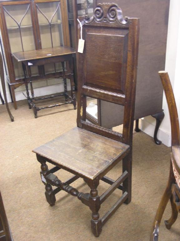 Appraisal: A late th century oak panel back single chair with