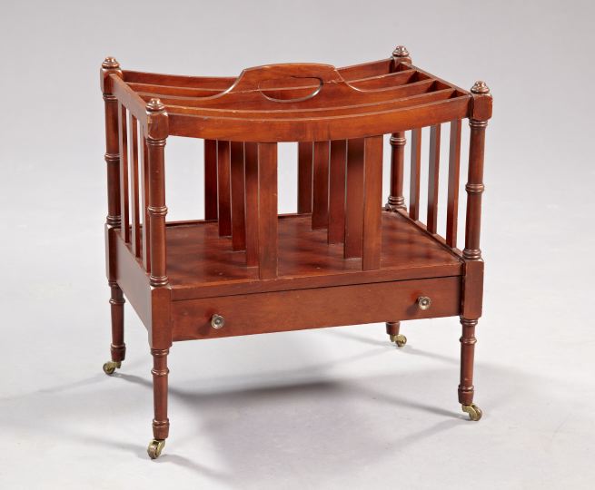 Appraisal: Regency-Style Mahogany Canterbury the turned corner posts with fitted partitions