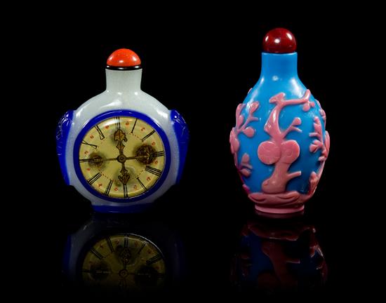 Appraisal: Sale Lot Two Peking Glass Snuff Bottles the first having