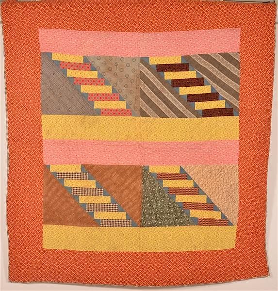 Appraisal: Antique Geometric Pattern Patchwork Crib Quilt Antique Geometric Pattern Patchwork