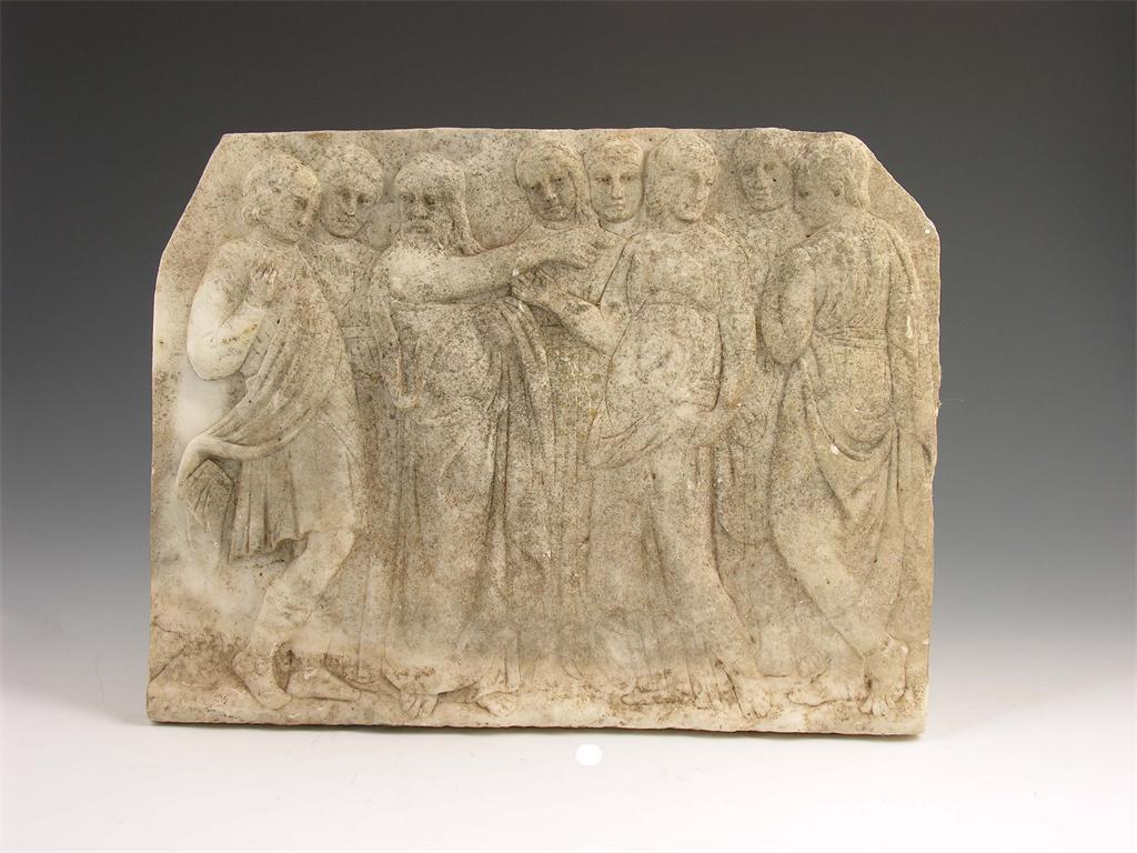 Appraisal: An early th century relief carved marble panel