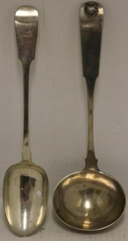 Appraisal: PC LOT AMERICAN COIN SILVER LADLE WITH SHELLDESIGN BY DAVIS